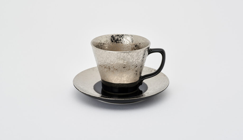 Platinum and Black Coffee Cup and Saucer