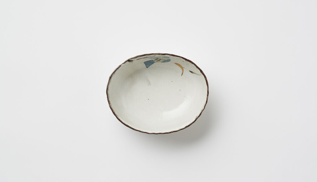 Paper Painting Blue Bird Oval Bowl (Handwork)